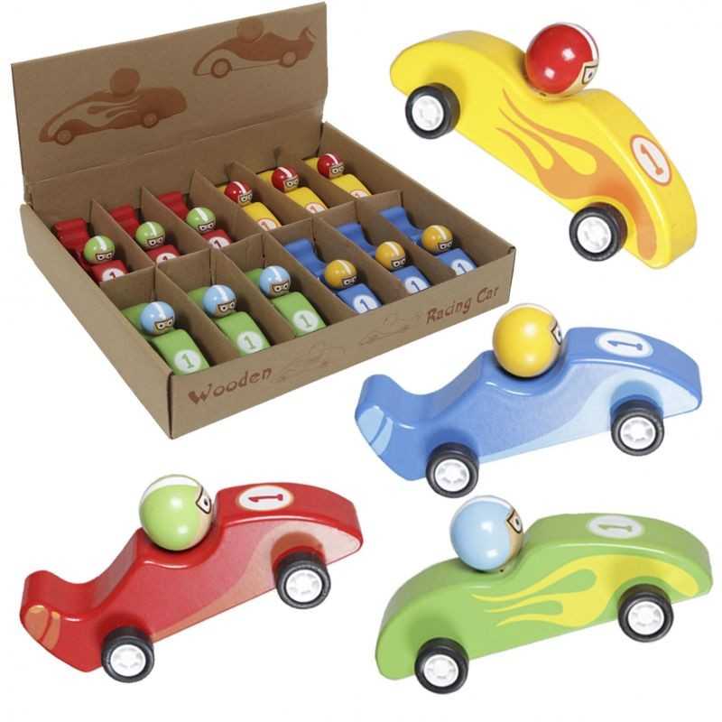 WOODEN Coche de carreras juguete 12 CM 16232