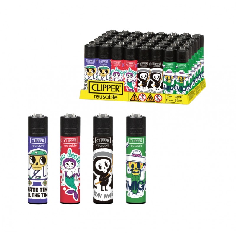 CLIPPER Mecheros decorados STICKER SKULLS (48UD) 07278U